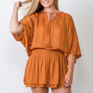 Mustard Seed Autumn Burnt Orange Ruffle Dress